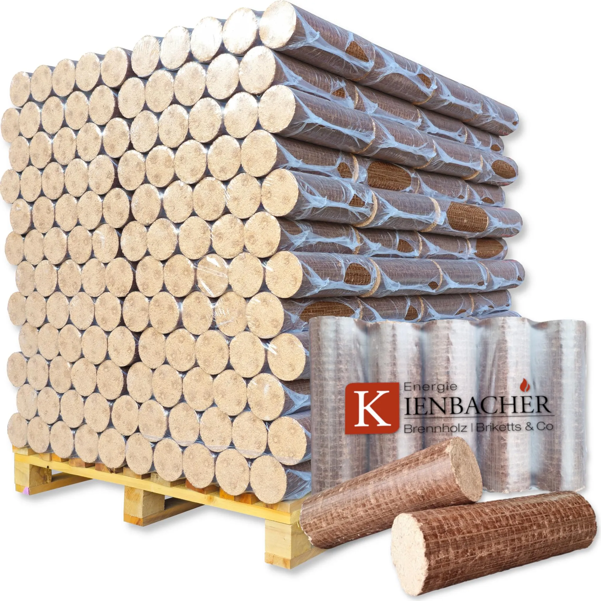960 kg Nestro Hartholzbriketts (Buche und Eiche) | 96 Säcke à 10 kg Holzbriketts pro Palette | Kienbacher® Energy – Bild 2